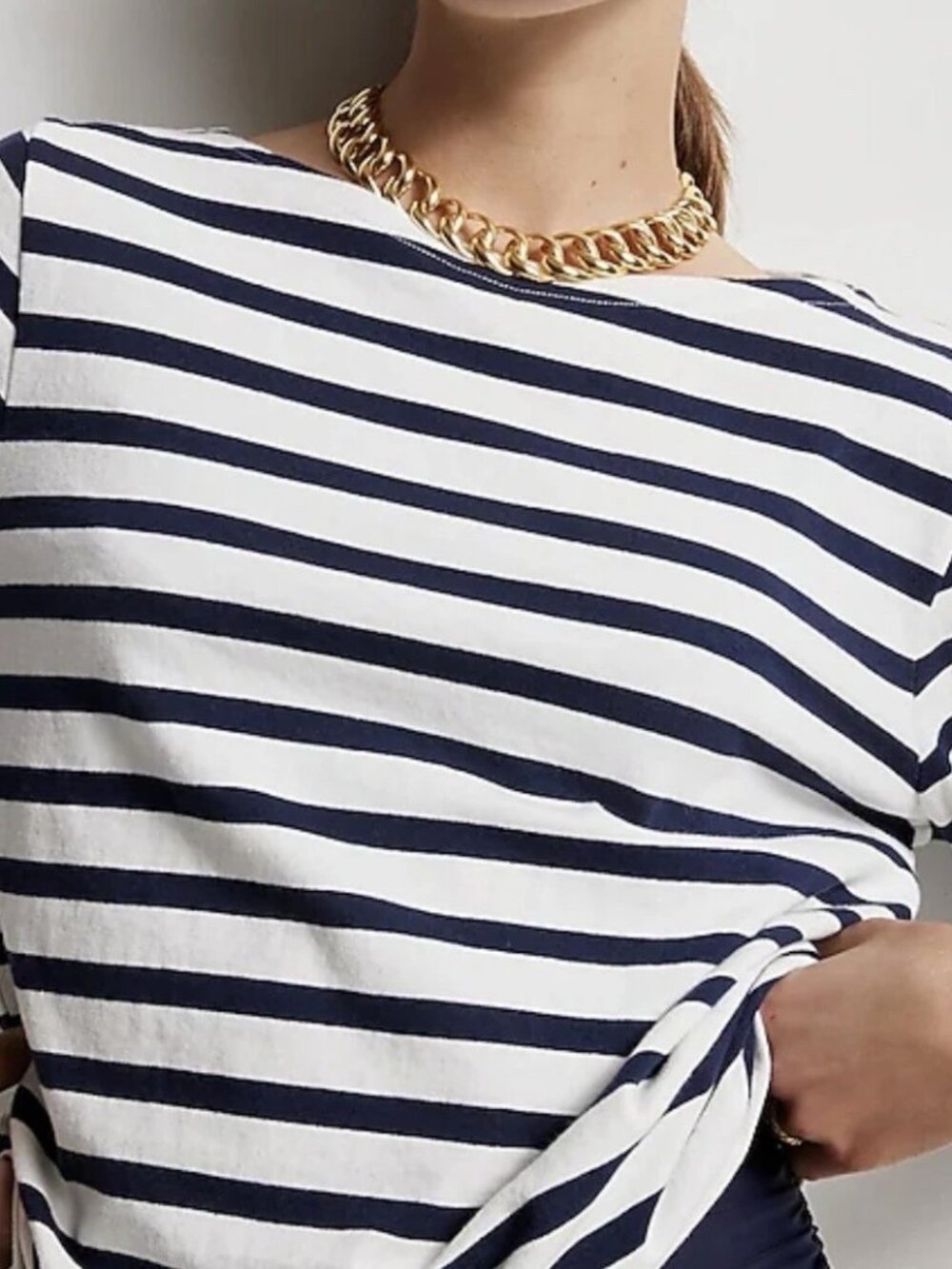 J. Crew Classic mariner boatneck T-shirt in ivory/navy stripe